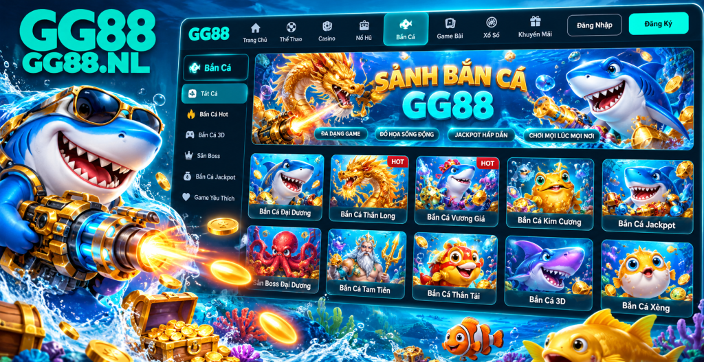 Giao diện tổng quan sảnh Bắn Cá GG88