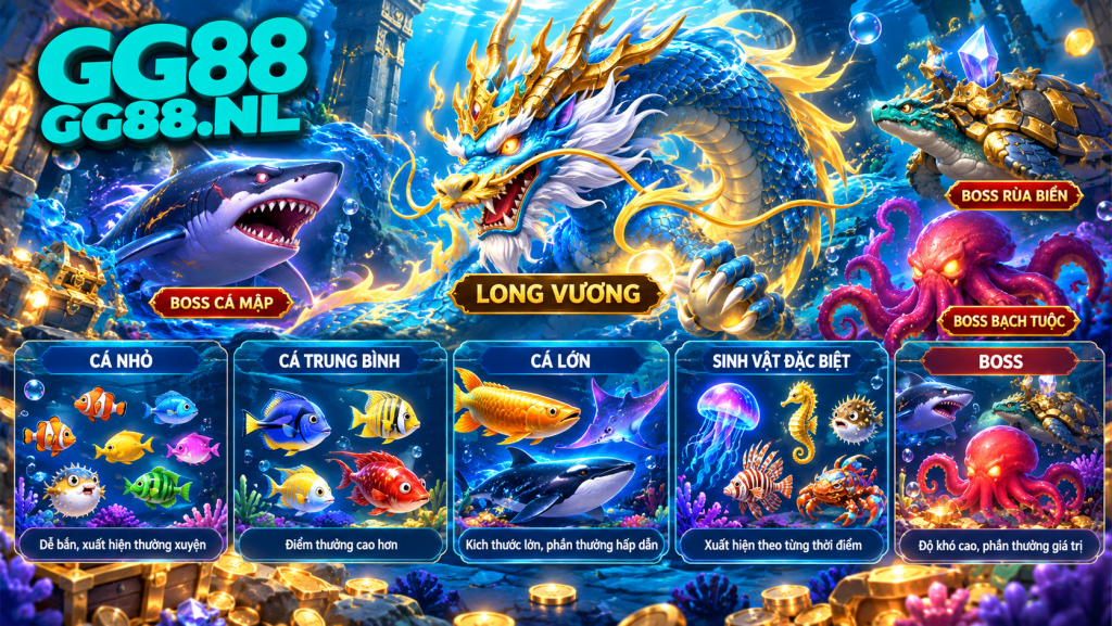 Các loại cá, Boss và Long Vương trong Bắn Cá Long Vương