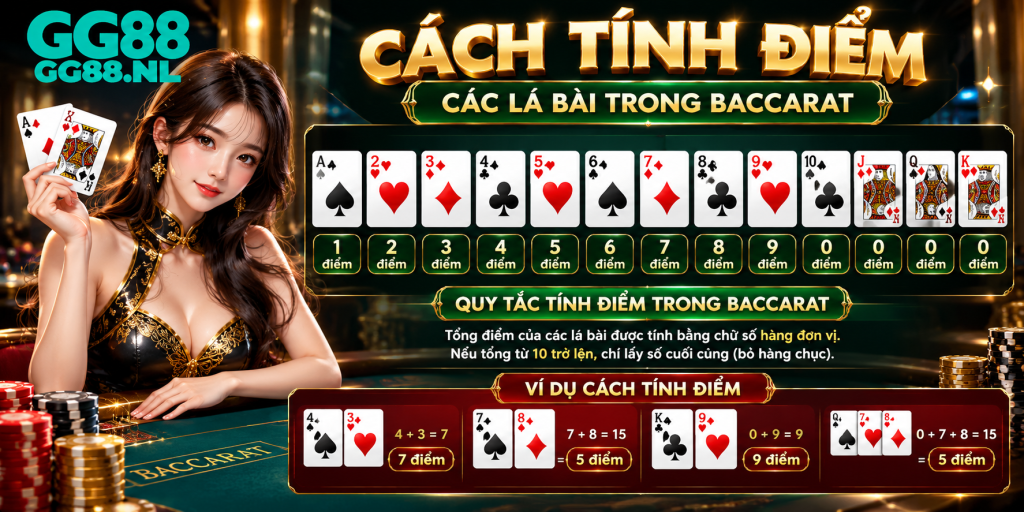 Cách tính điểm các lá bài Baccarat