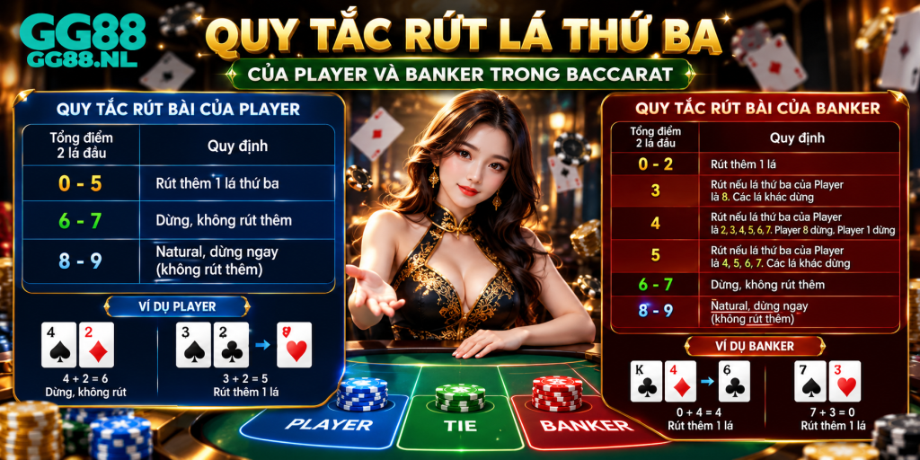Quy tắc rút lá thứ ba của Player và Banker trong Baccarat