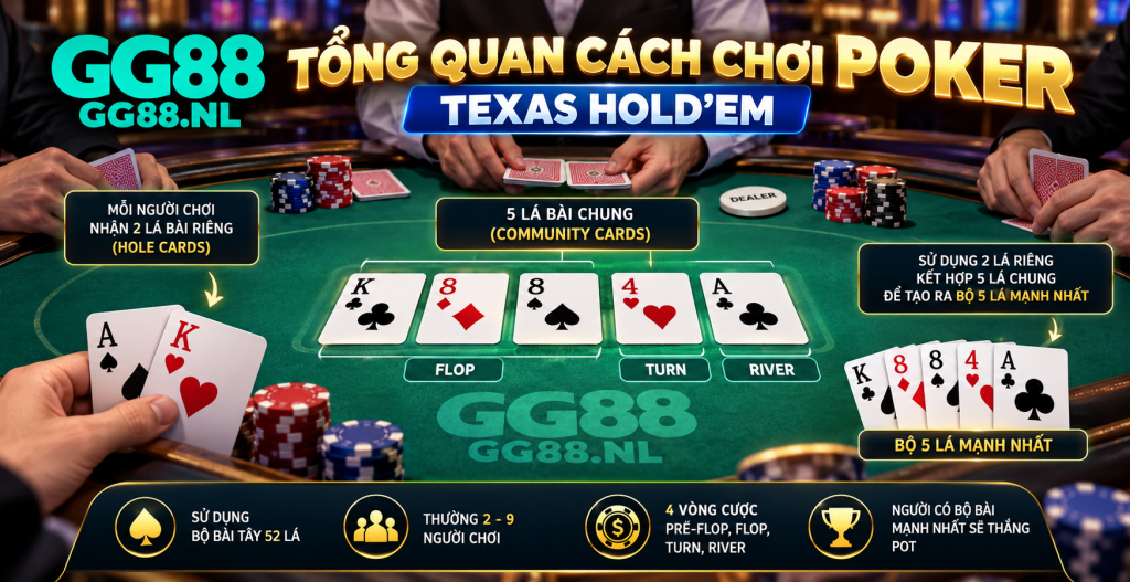 Tổng quan cách chơi Poker Texas Hold’em