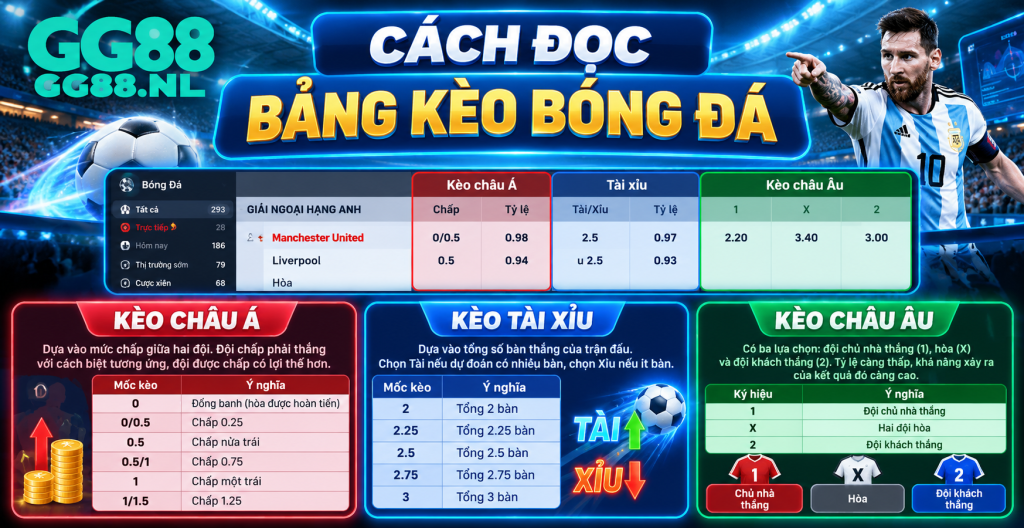 Cách đọc bảng kèo bóng đá