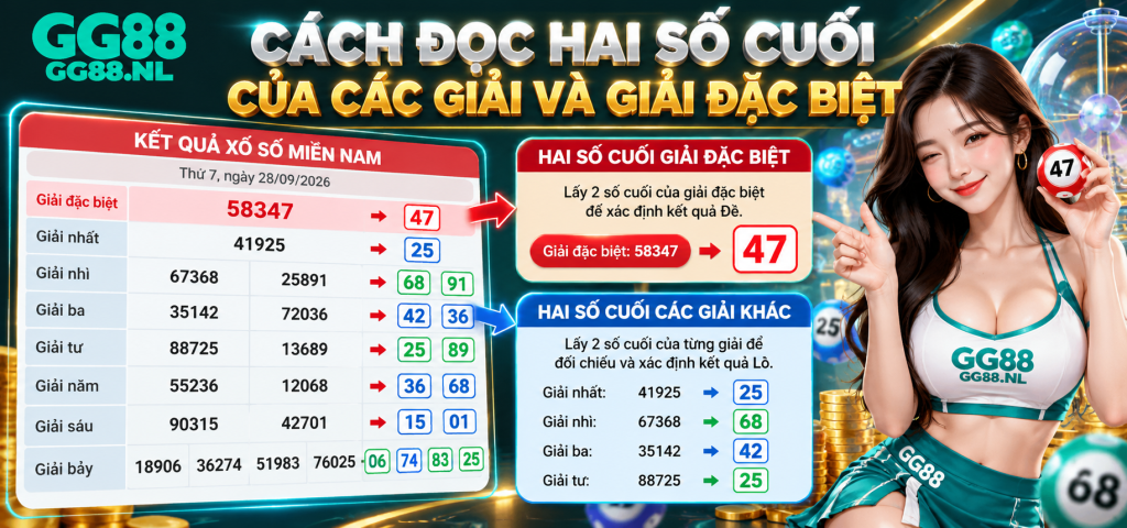 Cách đọc hai số cuối của các giải và hai số cuối giải đặc biệt