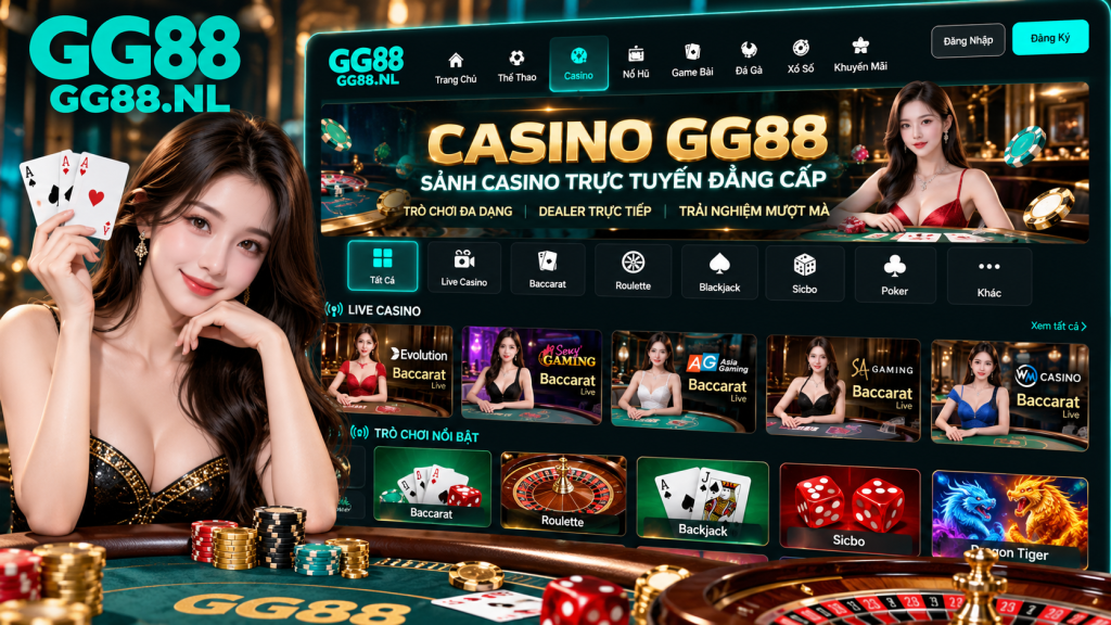 Giao diện tổng quan sảnh Casino GG88