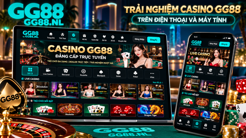Trải nghiệm Casino GG88 trên điện thoại và máy tính